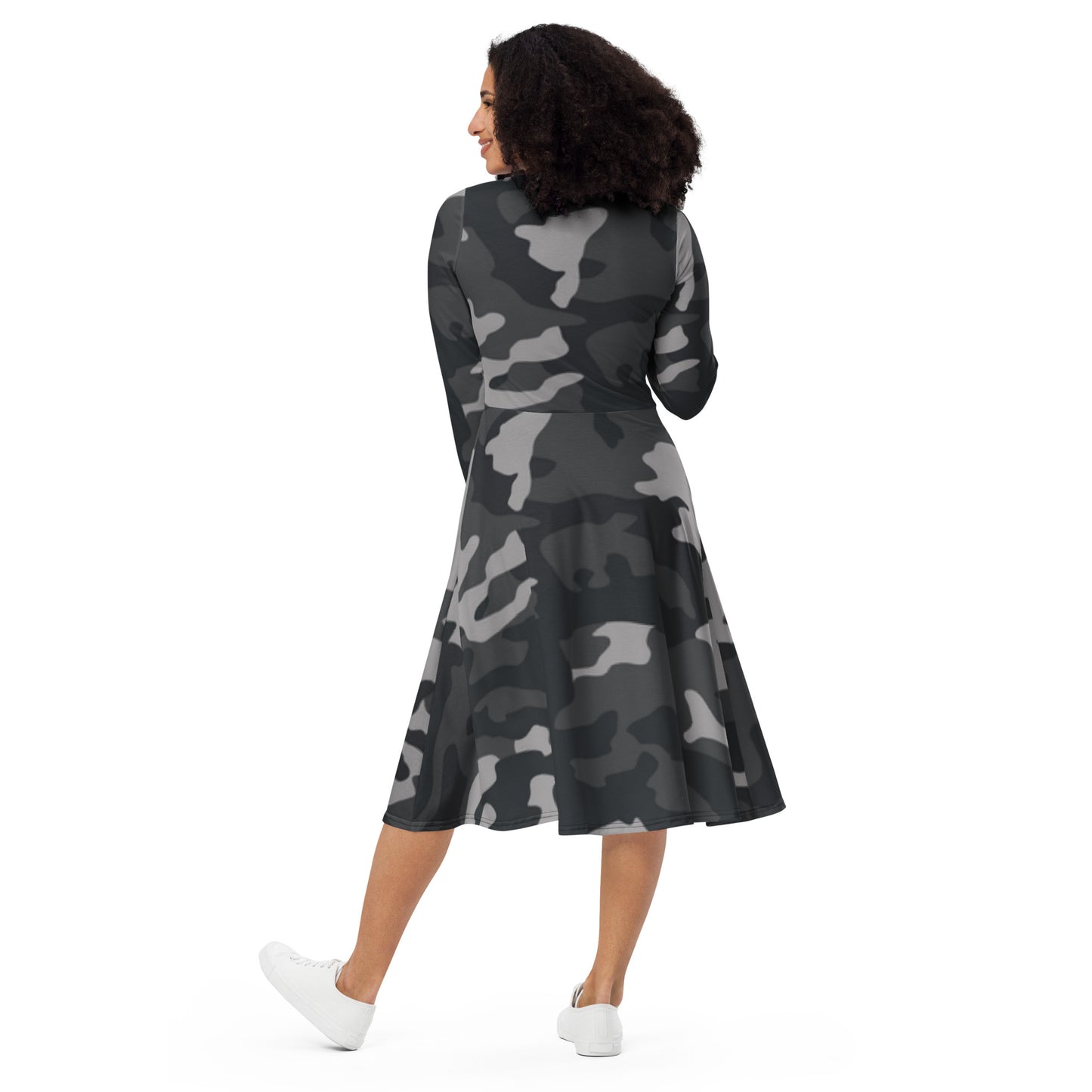 No Limit All-over print long sleeve midi dress