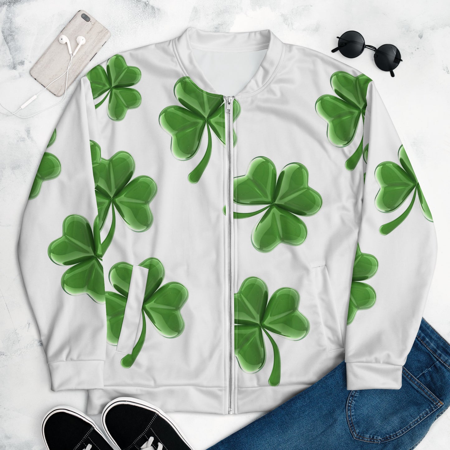 Clover Covered Unisex Bomber Jacket